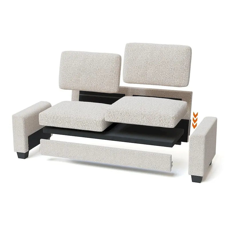 Canapé 2 places de 210 cm en tissu polaire Teddy pour salon
