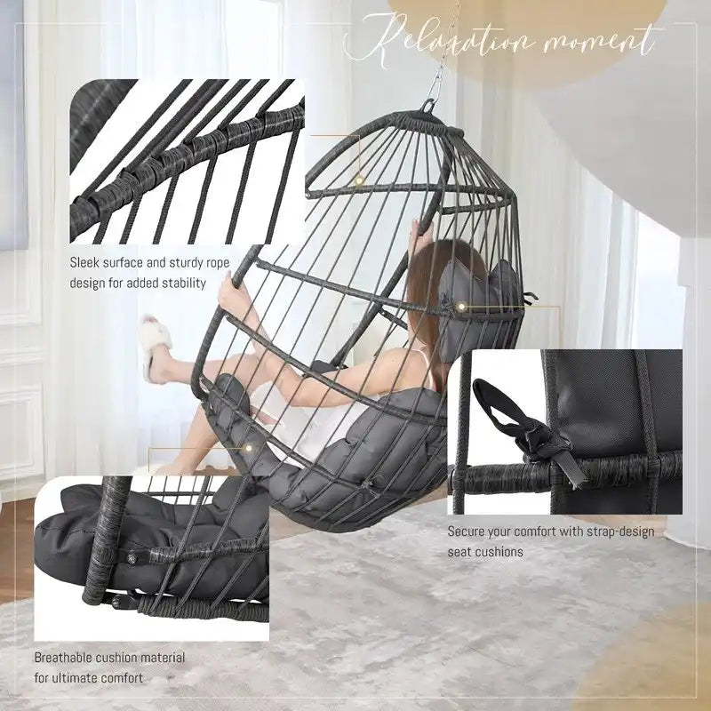 Fauteuil suspendu œuf sans support, balancelle intérieure/extérieure