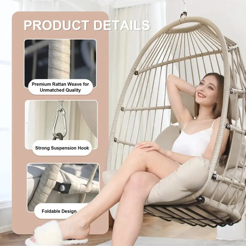 Fauteuil suspendu œuf sans support, balancelle intérieure/extérieure