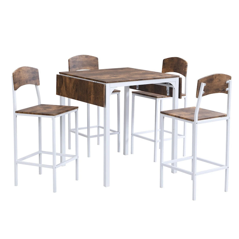 Table à manger hauteur comptoir avec abattants, gain de place et structure métallique robuste