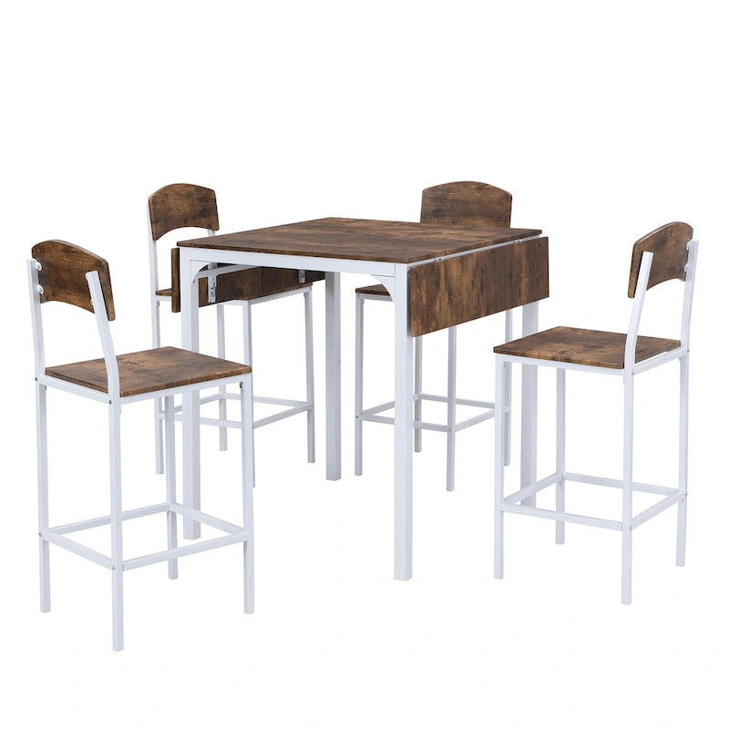 Table à manger hauteur comptoir avec abattants, gain de place et structure métallique robuste