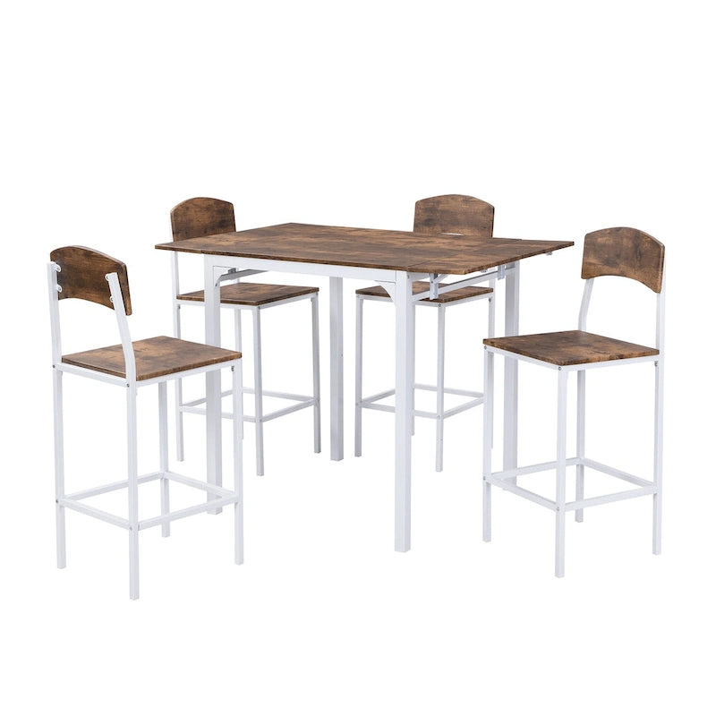 Table à manger hauteur comptoir avec abattants, gain de place et structure métallique robuste