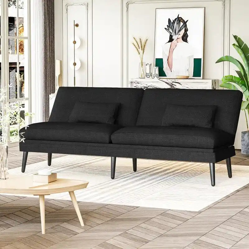 Canapé-lit futon convertible avec dossier réglable sur 5 positions, style moderne, inclinable et lounge