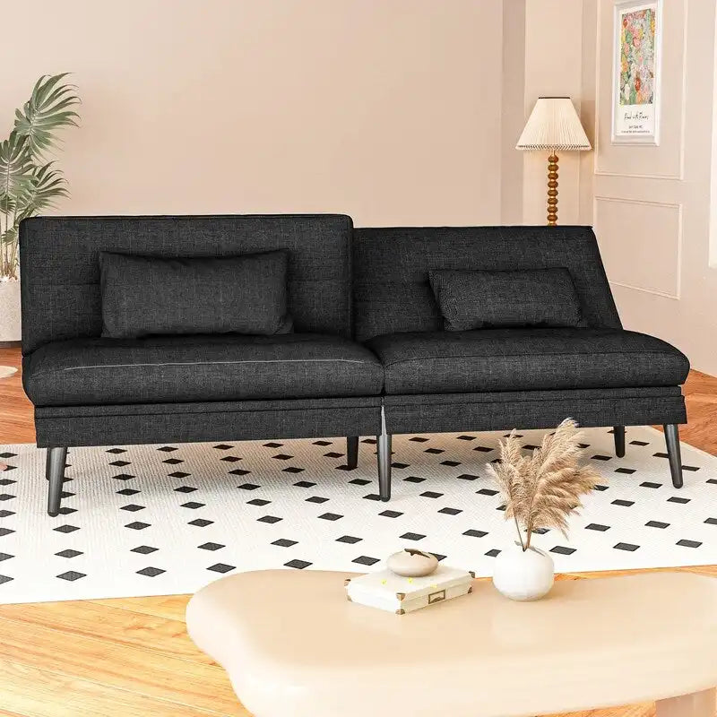 Canapé-lit futon convertible avec dossier réglable sur 5 positions, style moderne, inclinable et lounge
