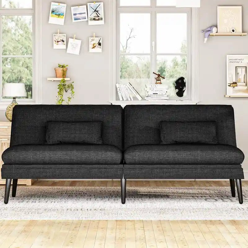 Canapé-lit futon convertible avec dossier réglable sur 5 positions, style moderne, inclinable et lounge