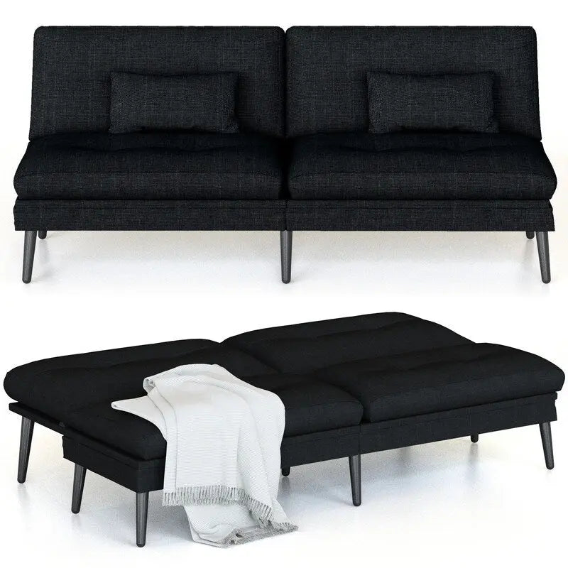 Canapé-lit futon convertible avec dossier réglable sur 5 positions, style moderne, inclinable et lounge