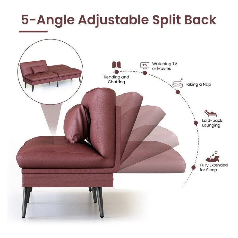 Canapé-lit futon convertible avec dossier réglable sur 5 positions, style moderne, inclinable et lounge