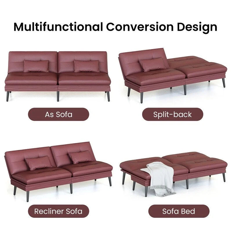 Canapé-lit futon convertible avec dossier réglable sur 5 positions, style moderne, inclinable et lounge