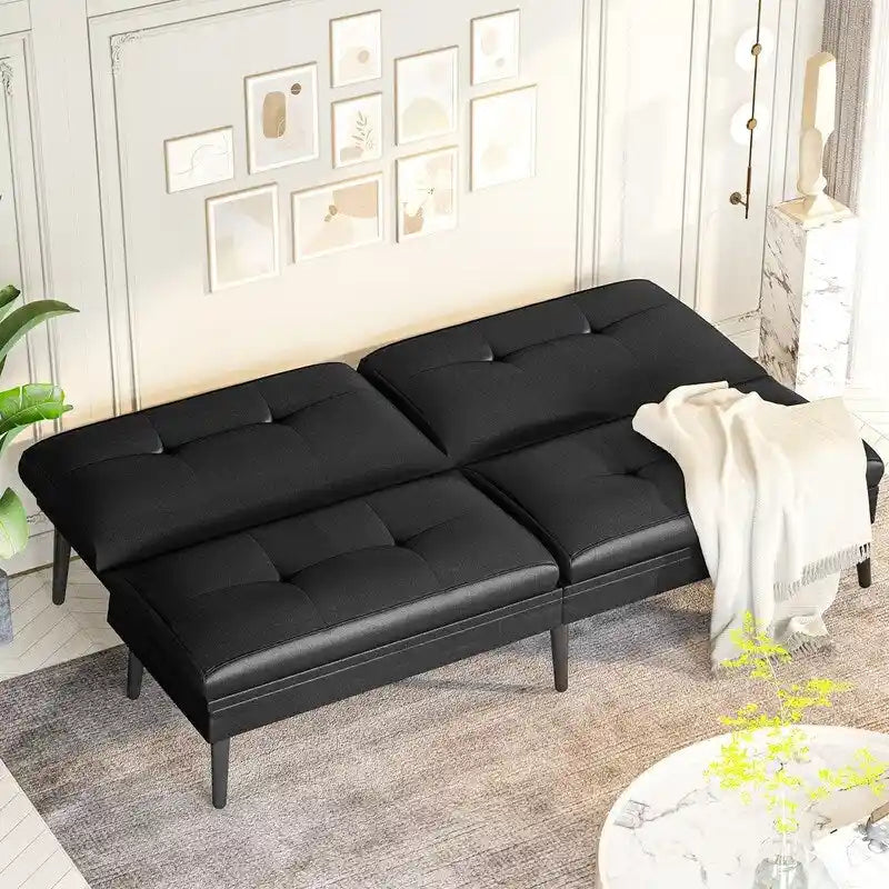 Canapé-lit futon convertible avec dossier réglable sur 5 positions, style moderne, inclinable et lounge
