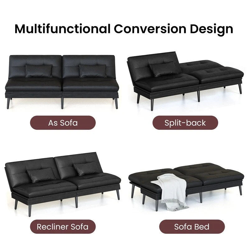 Canapé-lit futon convertible avec dossier réglable sur 5 positions, style moderne, inclinable et lounge