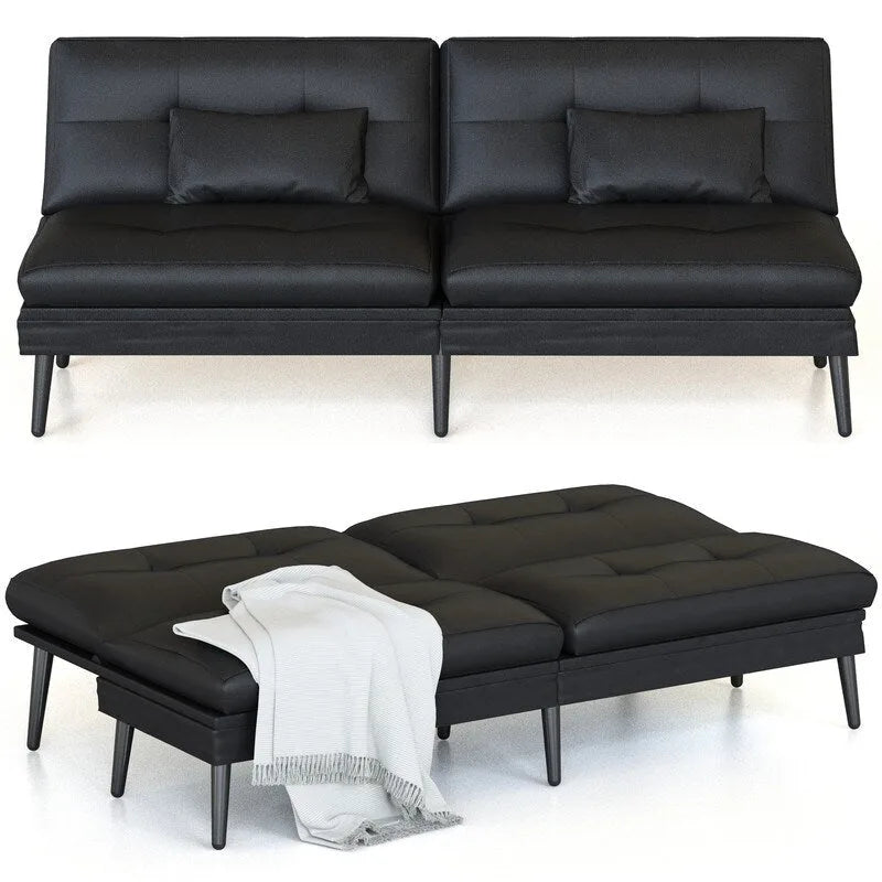 Canapé-lit futon convertible avec dossier réglable sur 5 positions, style moderne, inclinable et lounge