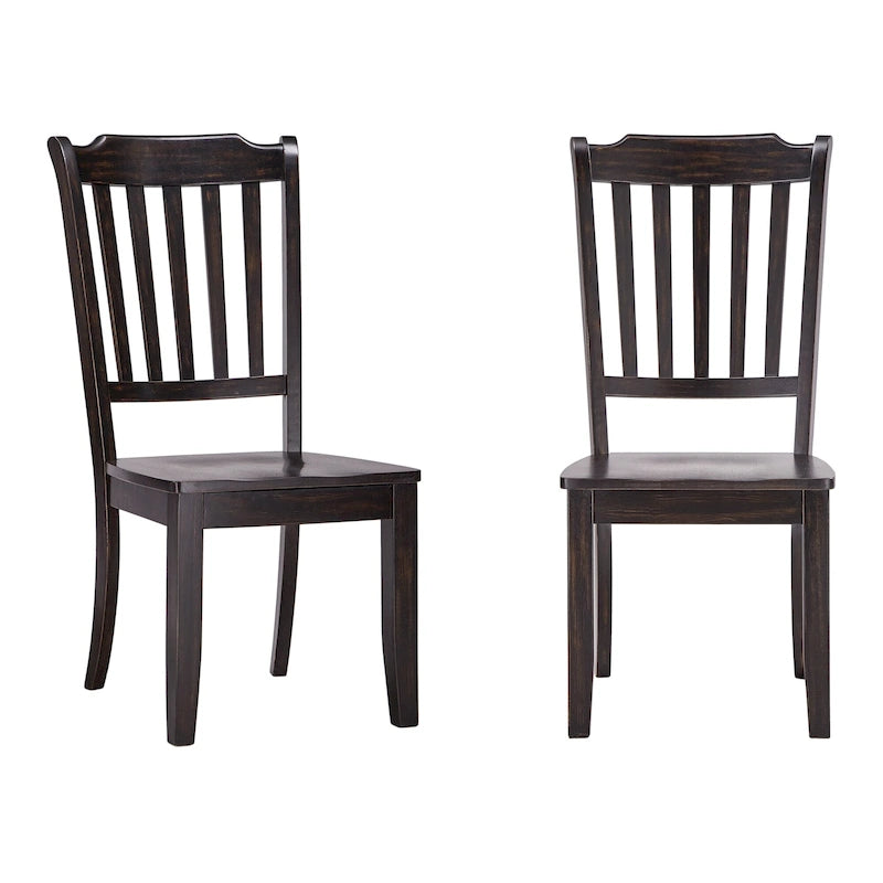 Chaise de salle à manger en bois à lattes avec assise profilée en hévéa