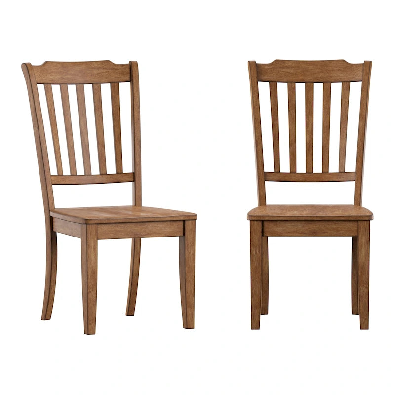 Chaise de salle à manger en bois à lattes avec assise profilée en hévéa
