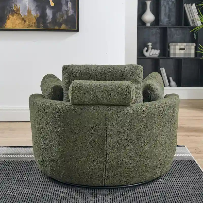 Fauteuil d'appoint baril pivotant surdimensionné avec oreiller lombaire