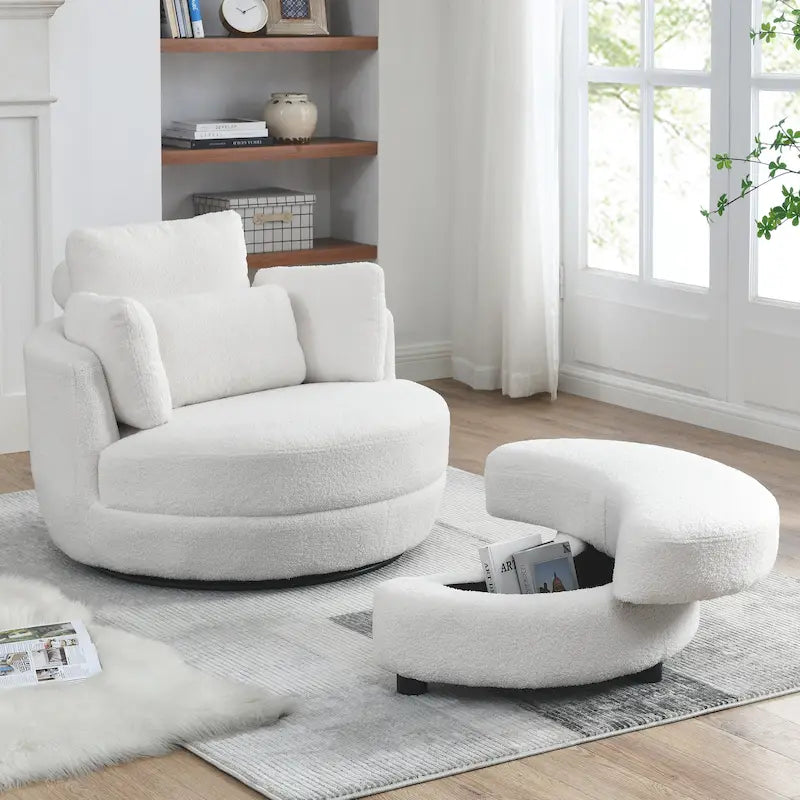 Fauteuil d'appoint baril pivotant surdimensionné avec oreiller lombaire