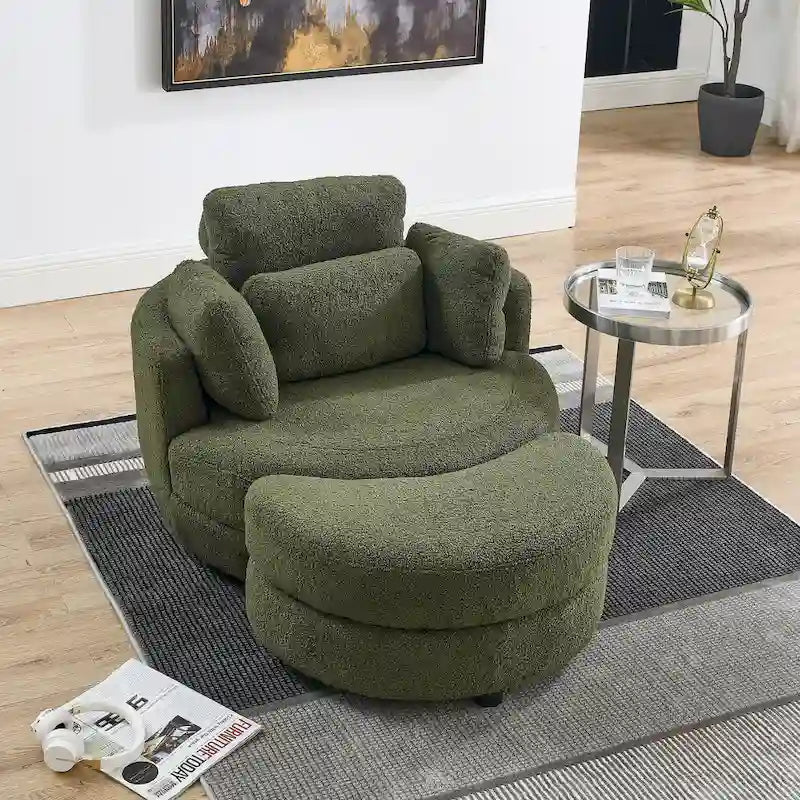 Fauteuil d'appoint baril pivotant surdimensionné avec oreiller lombaire