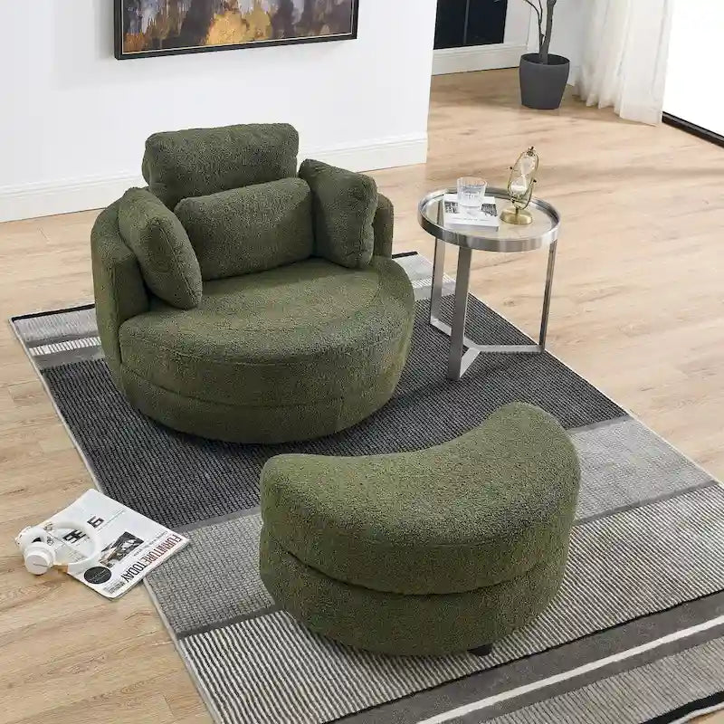 Fauteuil d'appoint baril pivotant surdimensionné avec oreiller lombaire