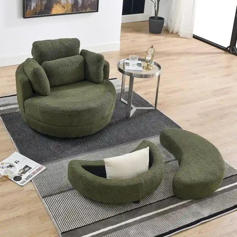 Fauteuil d'appoint baril pivotant surdimensionné avec oreiller lombaire