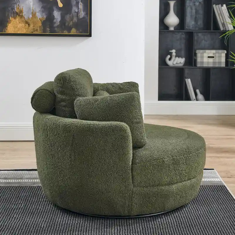 Fauteuil d'appoint baril pivotant surdimensionné avec oreiller lombaire