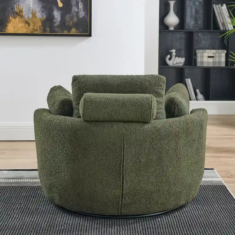 Fauteuil d'appoint baril pivotant surdimensionné avec oreiller lombaire