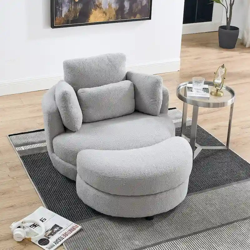 Fauteuil d'appoint baril pivotant surdimensionné avec oreiller lombaire