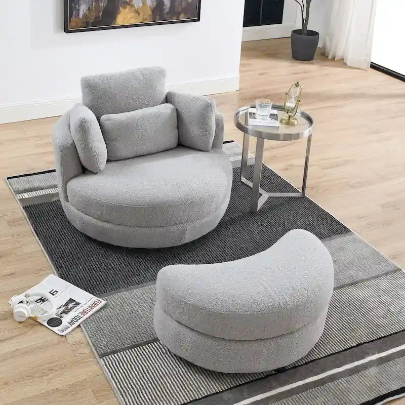 Fauteuil d'appoint baril pivotant surdimensionné avec oreiller lombaire