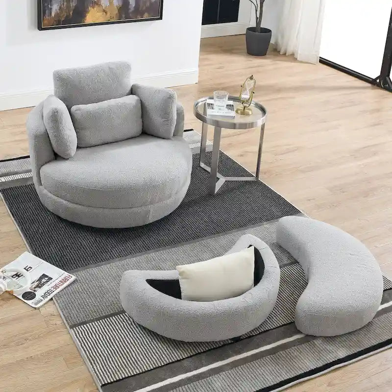 Fauteuil d'appoint baril pivotant surdimensionné avec oreiller lombaire
