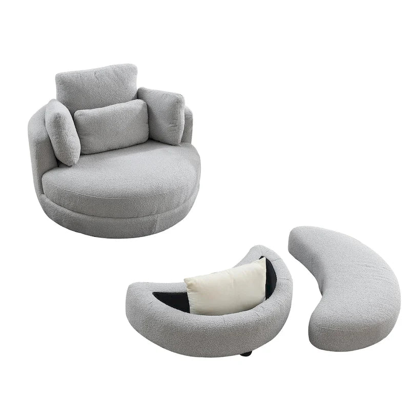 Fauteuil d'appoint baril pivotant surdimensionné avec oreiller lombaire