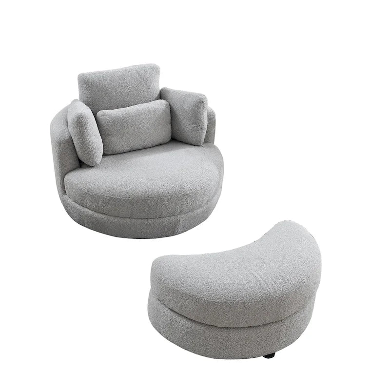 Fauteuil d'appoint baril pivotant surdimensionné avec oreiller lombaire