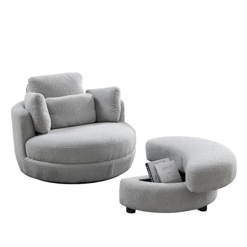 Fauteuil d'appoint baril pivotant surdimensionné avec oreiller lombaire