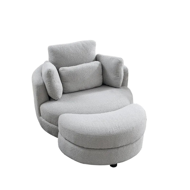 Fauteuil d'appoint baril pivotant surdimensionné avec oreiller lombaire