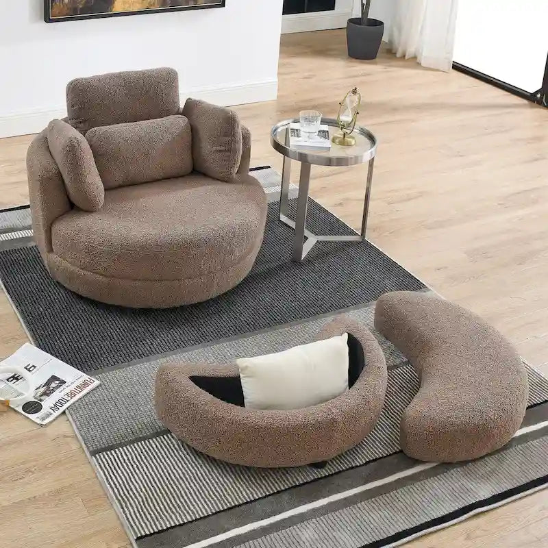 Fauteuil d'appoint baril pivotant surdimensionné avec oreiller lombaire