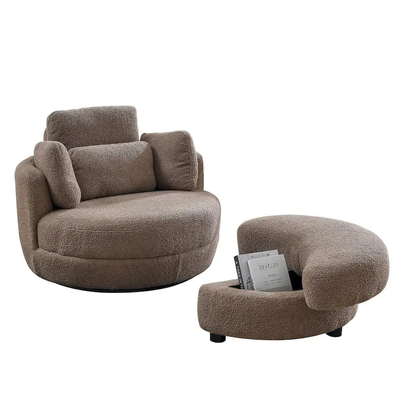 Fauteuil d'appoint baril pivotant surdimensionné avec oreiller lombaire