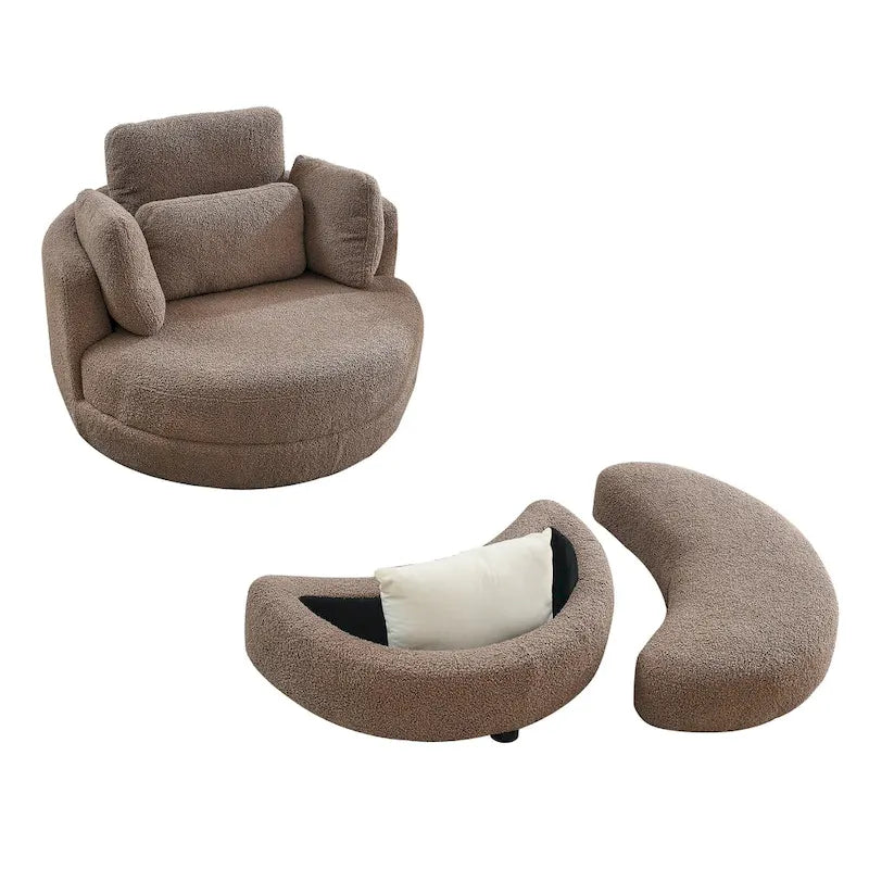 Fauteuil d'appoint baril pivotant surdimensionné avec oreiller lombaire