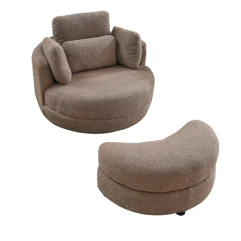 Fauteuil d'appoint baril pivotant surdimensionné avec oreiller lombaire