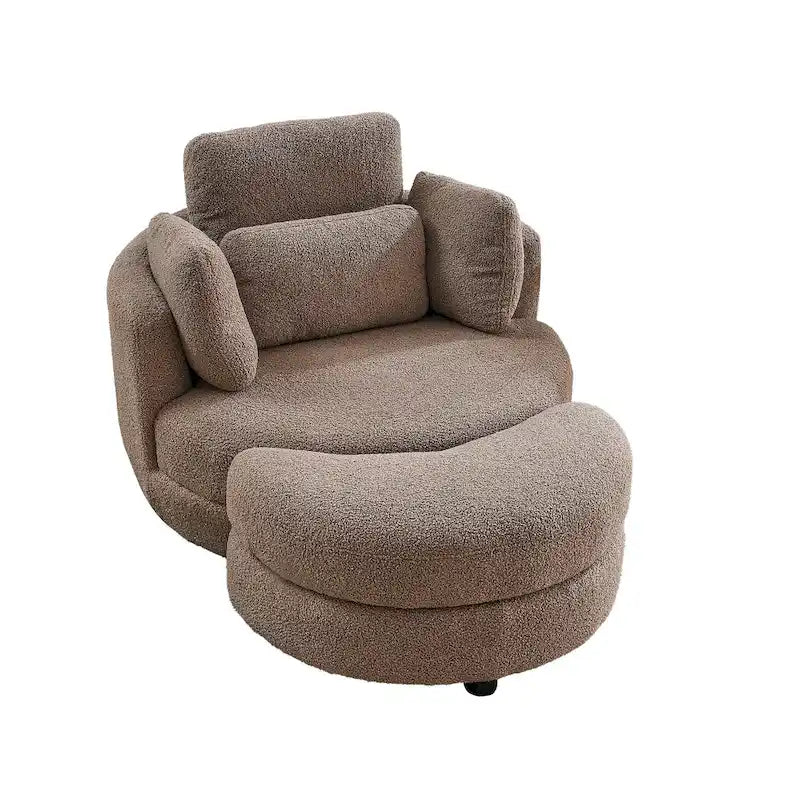 Fauteuil d'appoint baril pivotant surdimensionné avec oreiller lombaire