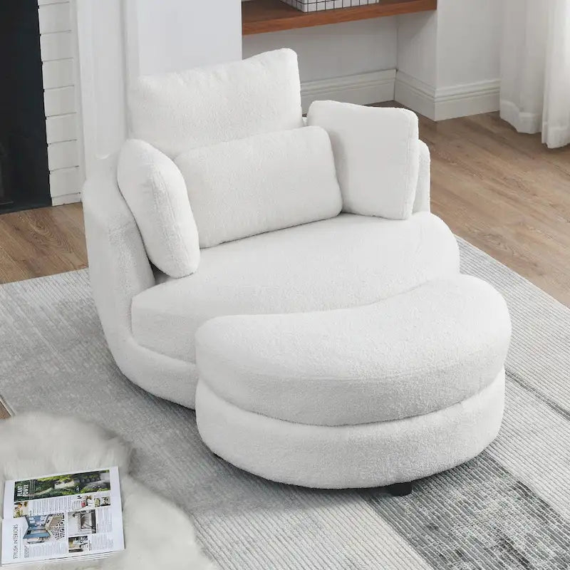 Fauteuil d'appoint baril pivotant surdimensionné avec oreiller lombaire