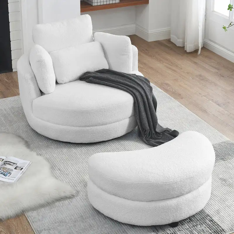 Fauteuil d'appoint baril pivotant surdimensionné avec oreiller lombaire