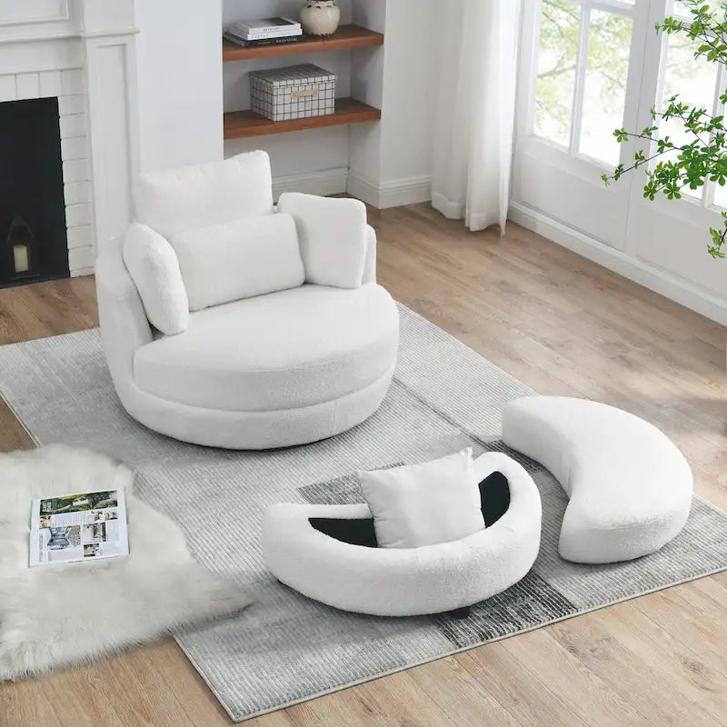 Fauteuil d'appoint baril pivotant surdimensionné avec oreiller lombaire