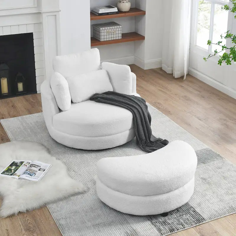 Fauteuil d'appoint baril pivotant surdimensionné avec oreiller lombaire