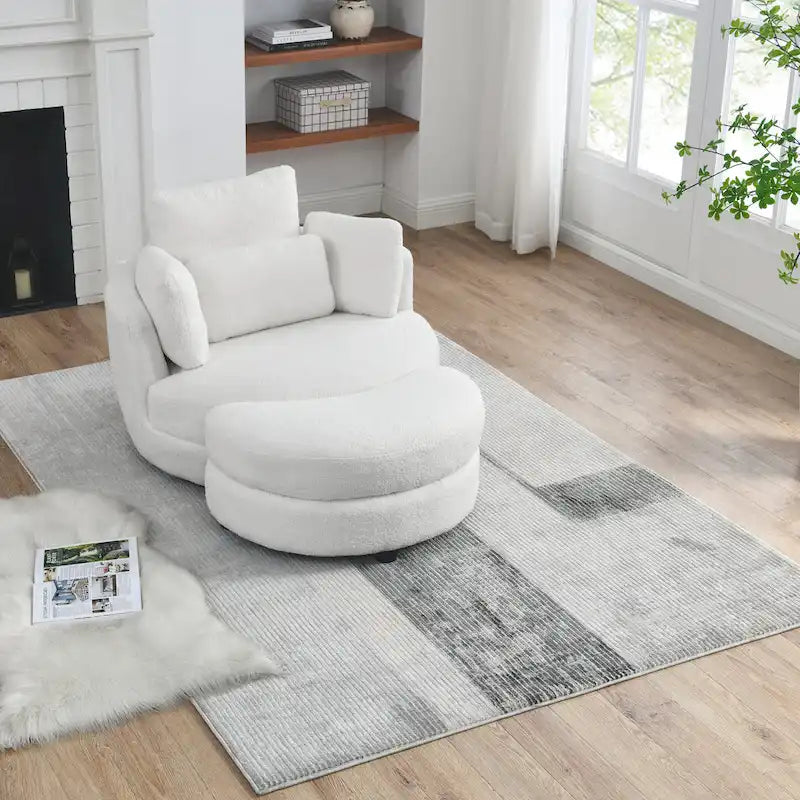 Fauteuil d'appoint baril pivotant surdimensionné avec oreiller lombaire