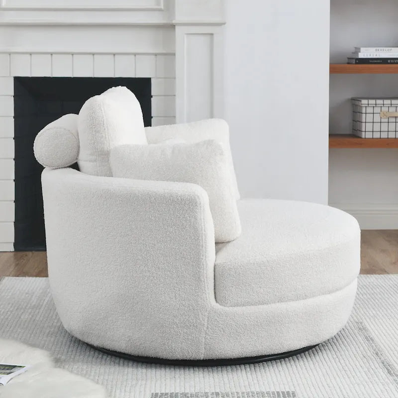 Fauteuil d'appoint baril pivotant surdimensionné avec oreiller lombaire