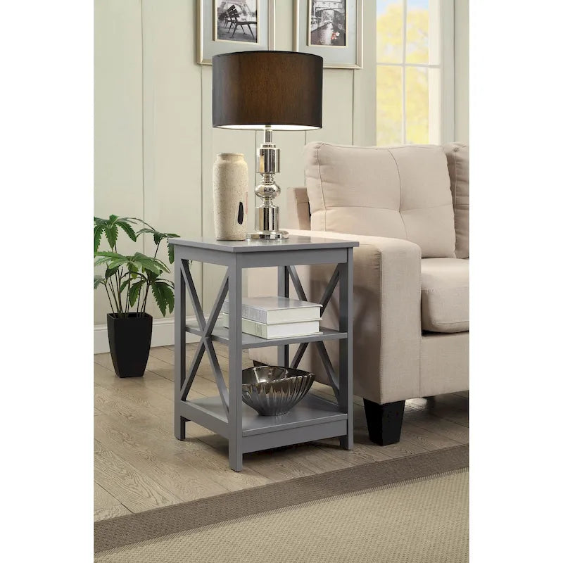 Table d'appoint avec étagères, trois niveaux, concept ouvert, cadre en X