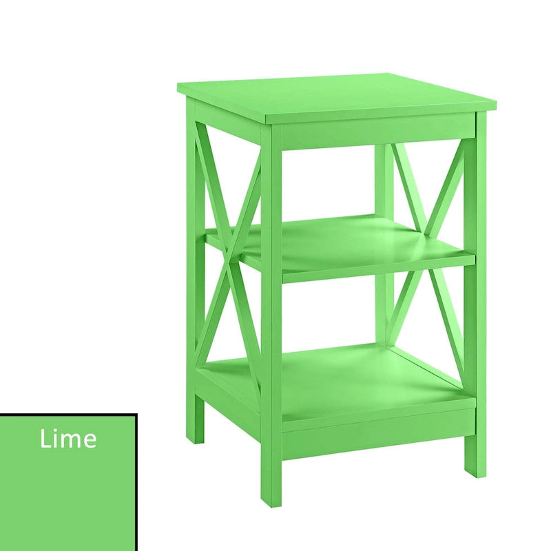 Table d'appoint avec étagères, trois niveaux, concept ouvert, cadre en X