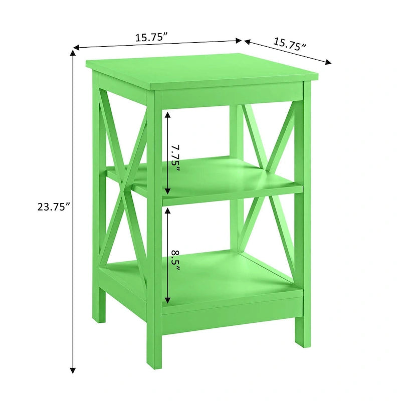 Table d'appoint avec étagères, trois niveaux, concept ouvert, cadre en X