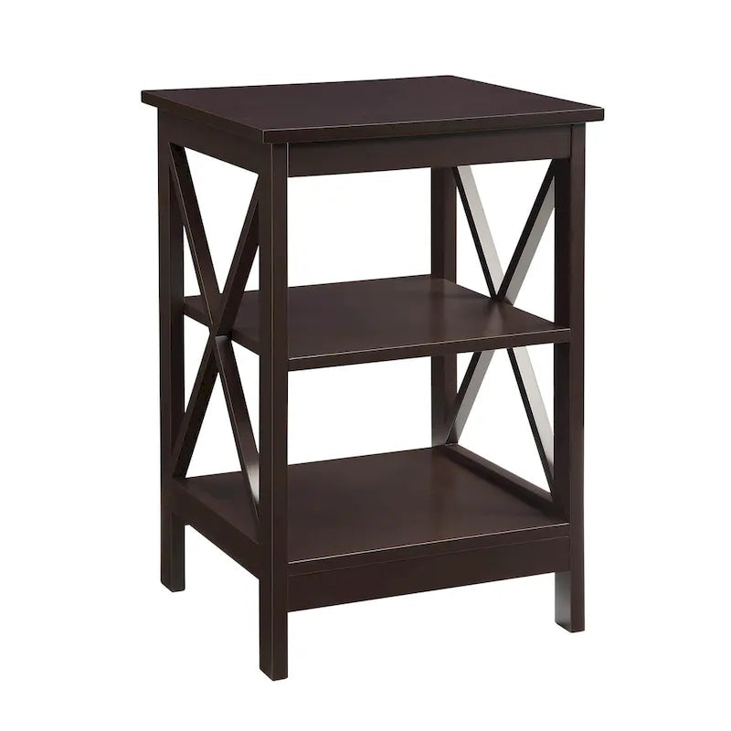 Table d'appoint avec étagères, trois niveaux, concept ouvert, cadre en X