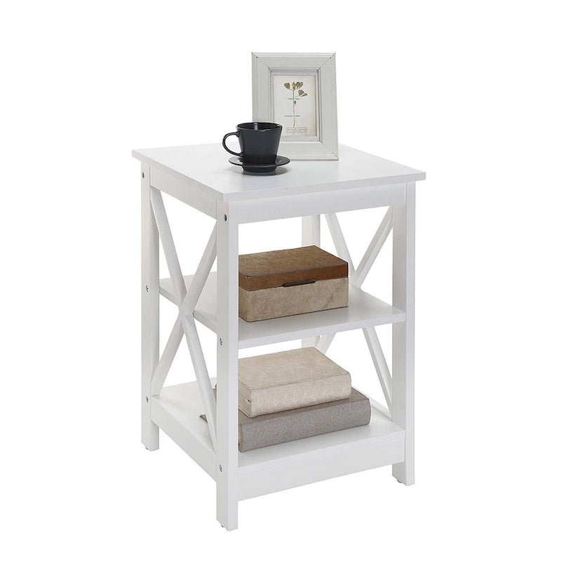 Table d'appoint avec étagères, trois niveaux, concept ouvert, cadre en X