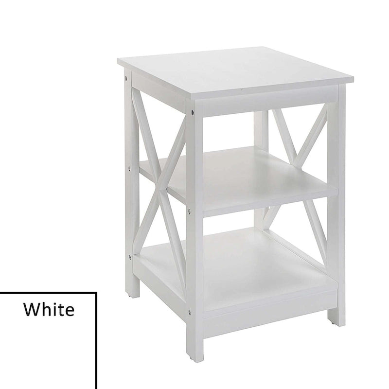 Table d'appoint avec étagères, trois niveaux, concept ouvert, cadre en X