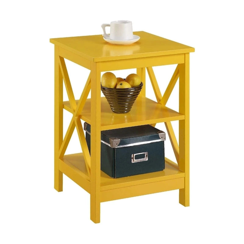 Table d'appoint avec étagères, trois niveaux, concept ouvert, cadre en X