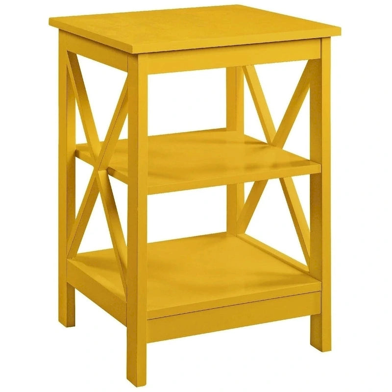 Table d'appoint avec étagères, trois niveaux, concept ouvert, cadre en X